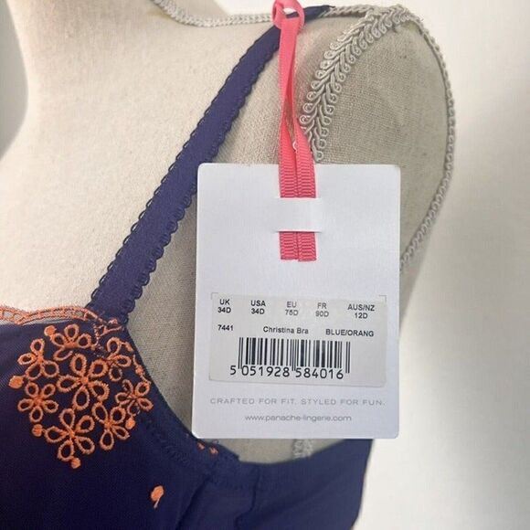 Cleo by Panache Christina Blue/Purple Orange Underwire Molded Cups Size 34D NWT - Picture 10 of 10
